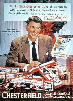 Ronald Reagan facand reclama la tigaretele Chesterfield